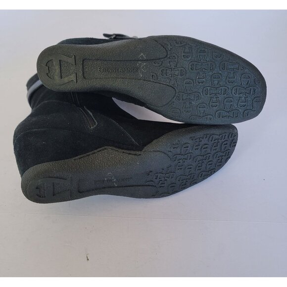 Etienne Aigner Eve 21269001 Black Suede Wedge Boots. Size 8.5M - Picture 6 of 7